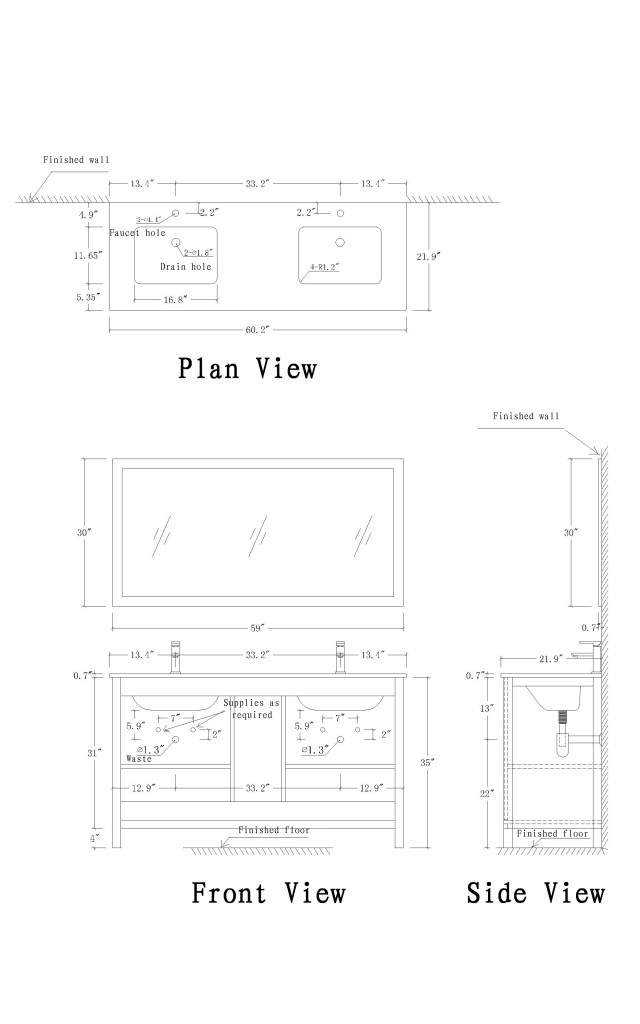 60" Vanity - Double Vanity | Perfect Bath Canada